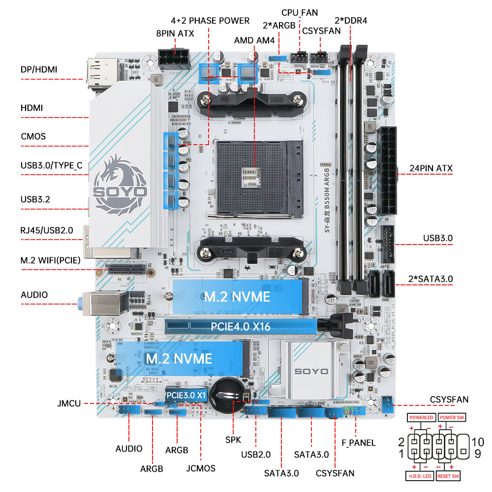 SOYO® Motherboard SY-B550M ARGB V1